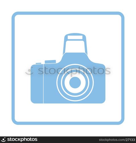 Icon of photo camera. Blue frame design. Vector illustration.