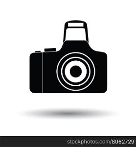 Icon of photo camera. White background with shadow design. Vector illustration.