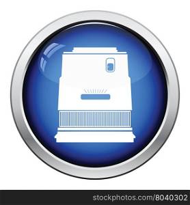 Icon of photo camera wide lens. Glossy button design. Vector illustration.
