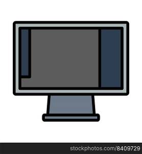 Icon Of Photo Editor On Monitor Screen. Editable Bold Outline With Color Fill Design. Vector Illustration.