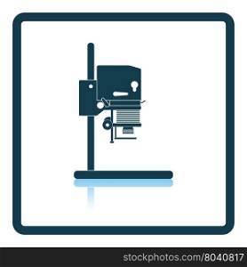 Icon of photo enlarger. Shadow reflection design. Vector illustration.