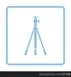 Icon of photo tripod. Blue frame design. Vector illustration.