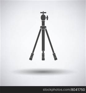 Icon of photo tripod on gray background, round shadow. Vector illustration.