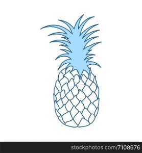 Icon Of Pineapple. Thin Line With Blue Fill Design. Vector Illustration.