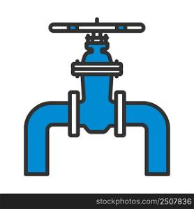 Icon Of Pipe With Valve. Editable Bold Outline With Color Fill Design. Vector Illustration.