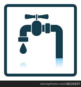 Icon of pipe with valve. Shadow reflection design. Vector illustration.