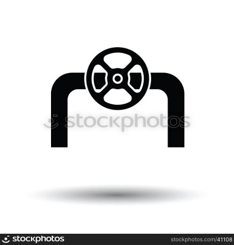 Icon of Pipe with valve. White background with shadow design. Vector illustration.