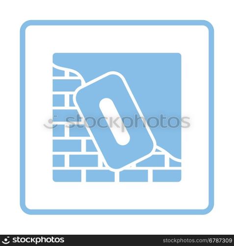 Icon of plastered brick wall . Blue frame design. Vector illustration.