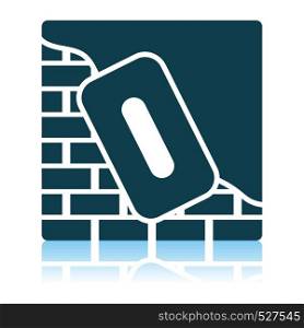 Icon Of Plastered Brick Wall. Shadow Reflection Design. Vector Illustration.