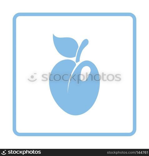 Icon of Plum . Blue frame design. Vector illustration.