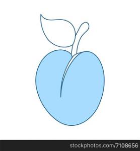 Icon Of Plum. Thin Line With Blue Fill Design. Vector Illustration.