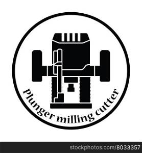 Icon of plunger milling cutter. Thin circle design. Vector illustration.