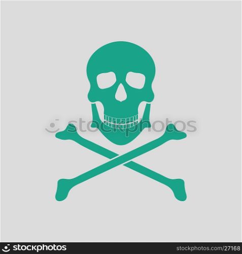 Icon of poison from skill and bones. Gray background with green. Vector illustration.