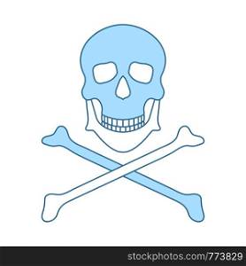 Icon Of Poison From Skill And Bones. Thin Line With Blue Fill Design. Vector Illustration.