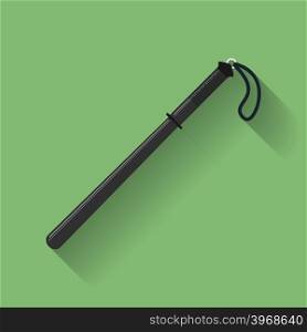 Icon of Police baton or police nightstick. Flat style