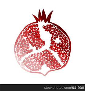 Icon Of Pomegranate. Flat Color Ladder Design. Vector Illustration.