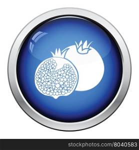 Icon of Pomegranate. Glossy button design. Vector illustration.