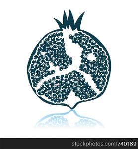 Icon Of Pomegranate. Shadow Reflection Design. Vector Illustration.