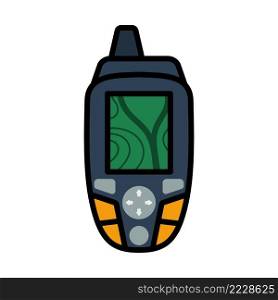 Icon Of Portable GPS Device. Editable Bold Outline With Color Fill Design. Vector Illustration.