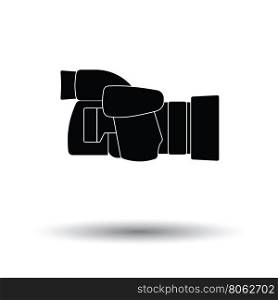 Icon of premium photo camera. White background with shadow design. Vector illustration.