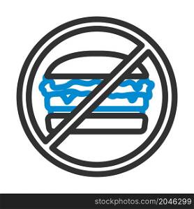 Icon Of Prohibited Hamburger. Bold outline design with editable stroke width. Vector Illustration.