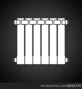 Icon of Radiator. Black background with white. Vector illustration.