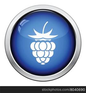 Icon of Raspberry. Glossy button design. Vector illustration.
