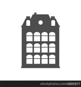 Icon of real estate commercial, residential and industrial black isolated flat building, house, home web button vector illustration