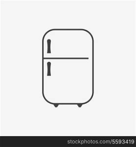 Icon of refrigerator on Glossy Button. Eps-10