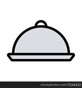 Icon Of Restaurant Cloche. Editable Bold Outline With Color Fill Design. Vector Illustration.