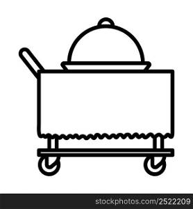 Icon Of Restaurant Cloche On Delivering Cart. Bold outline design with editable stroke width. Vector Illustration.
