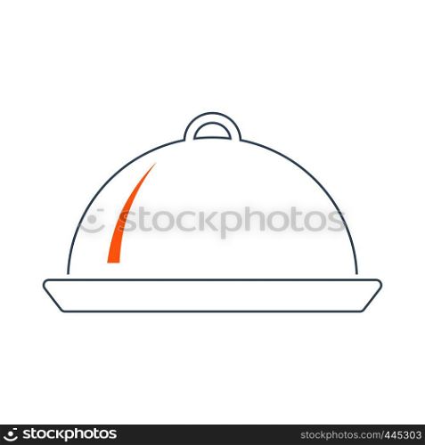Icon Of Restaurant Cloche. Thin Line With Red Fill Design. Vector Illustration.