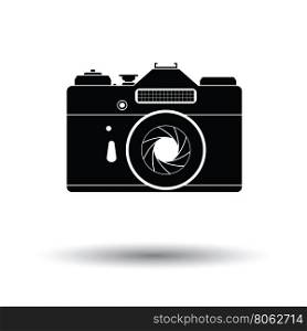 Icon of retro film photo camera. White background with shadow design. Vector illustration.