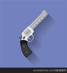 Icon of revolver pistol, gun. Flat style