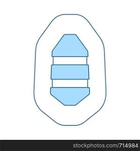 Icon Of Rubber Boat. Thin Line With Blue Fill Design. Vector Illustration.