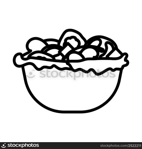 Icon Of Salad In Plate. Bold outline design with editable stroke width. Vector Illustration.