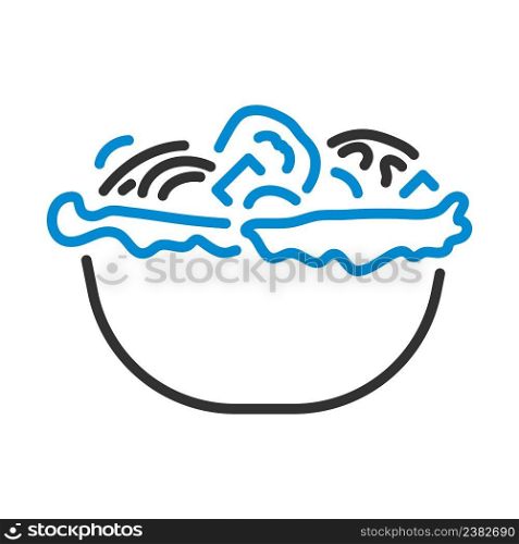 Icon Of Salad In Plate. Editable Bold Outline With Color Fill Design. Vector Illustration.