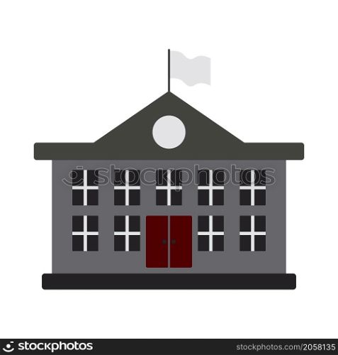 Icon Of School Building. Flat Color Design. Vector Illustration.