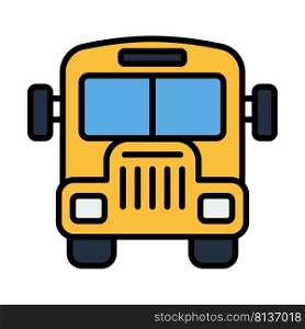 Icon Of School Bus. Editable Bold Outline With Color Fill Design. Vector Illustration.