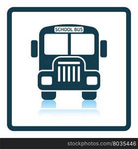 Icon of School bus. Shadow reflection design. Vector illustration.