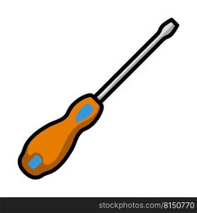 Icon Of Screwdriver. Editable Bold Outline With Color Fill Design. Vector Illustration.