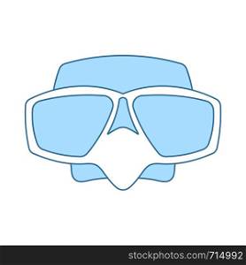 Icon Of Scuba Mask. Thin Line With Blue Fill Design. Vector Illustration.