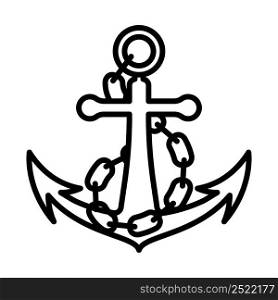Icon Of Sea Anchor. Bold outline design with editable stroke width. Vector Illustration.