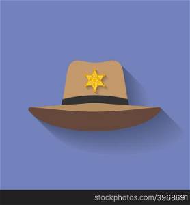 Icon of Sheriff hat, Cowboy hat. Flat style