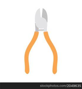 Icon Of Side Cutters. Flat Color Design. Vector Illustration.