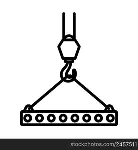 Icon Of Slab Hanged On Crane Hook By Rope Slings. Bold outline design with editable stroke width. Vector Illustration.