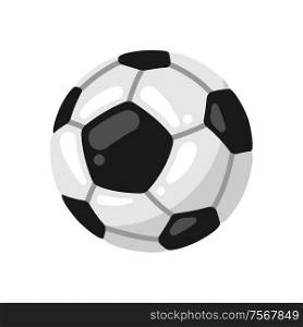 Icon of soccer ball ball in flat style. Stylized sport equipment illustration.. Icon of soccer ball in flat style.