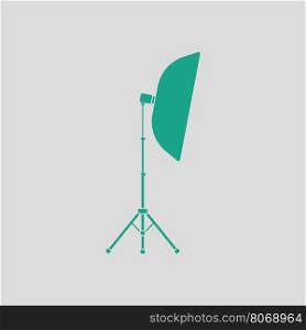 Icon of softbox light. Gray background with green. Vector illustration.