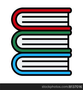 Icon Of Stack Of Books. Editable Bold Outline With Color Fill Design. Vector Illustration.