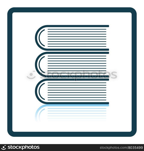 Icon of Stack of books. Shadow reflection design. Vector illustration.